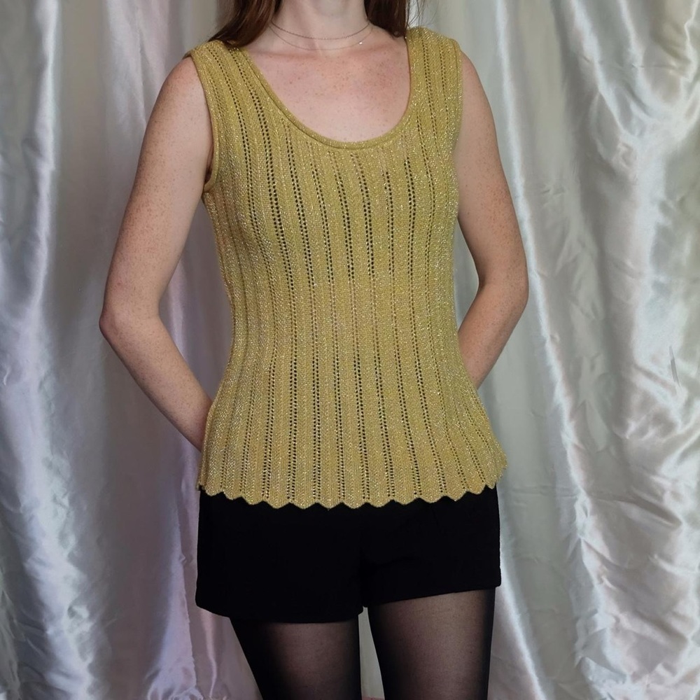 Vintage metallic lurex and cotton sweater tank top